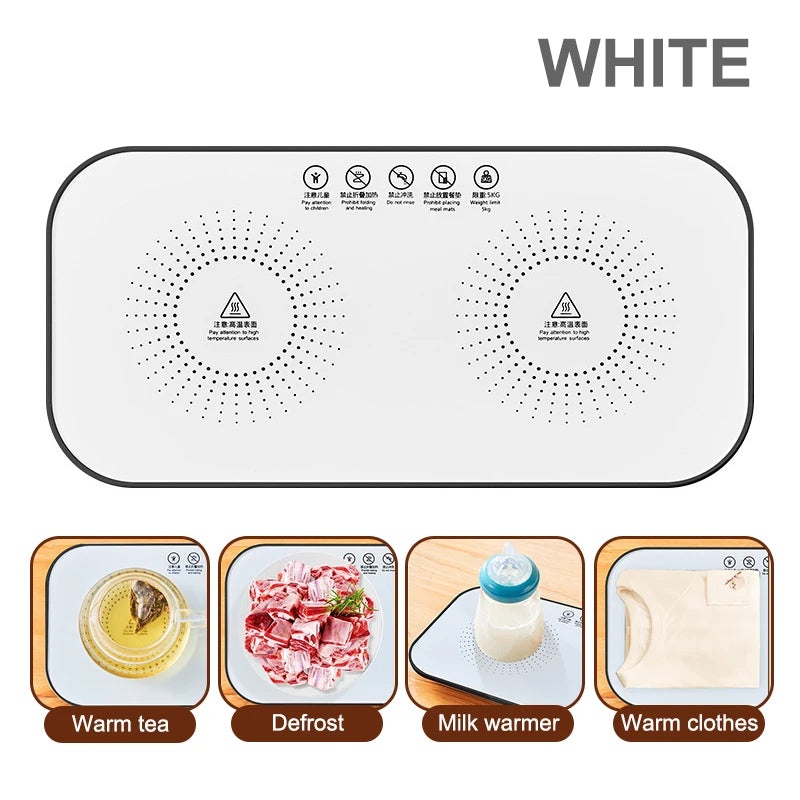 Foldable Electric Heating Plate | Silicone Food & Coffee Warmer for Dining Table