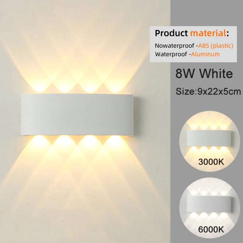 Modern LED Wall Sconce | Indoor & Outdoor Up-Down Wall Light for Living Room & Hallway