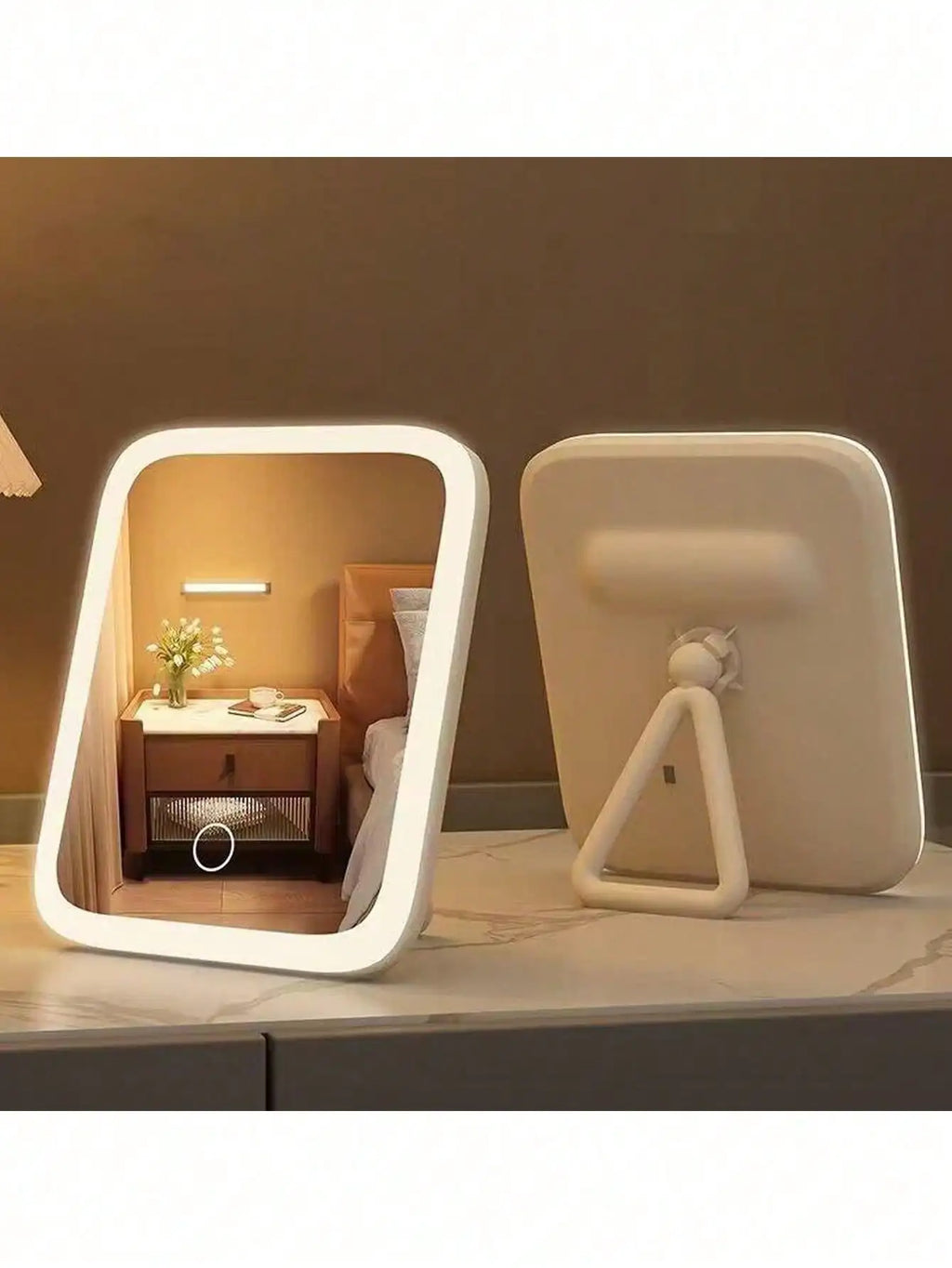 360° Rotatable LED Vanity Mirror | 3-Color Touch Control USB Tabletop Mirror