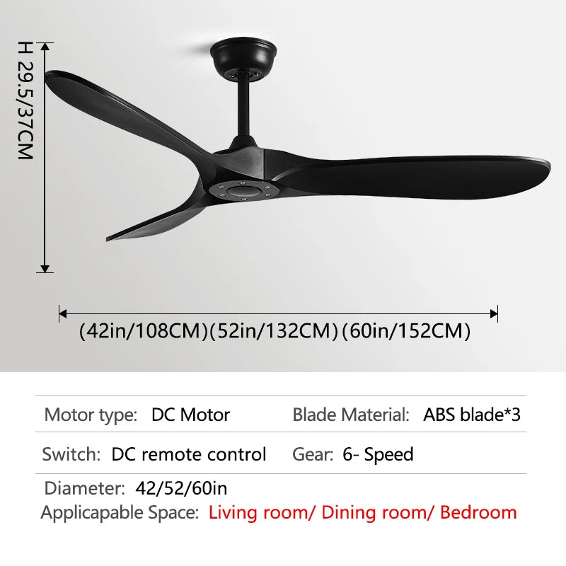 Industrial Vintage Ceiling Fan — 6-Speed Remote Control, 36–60 Inch