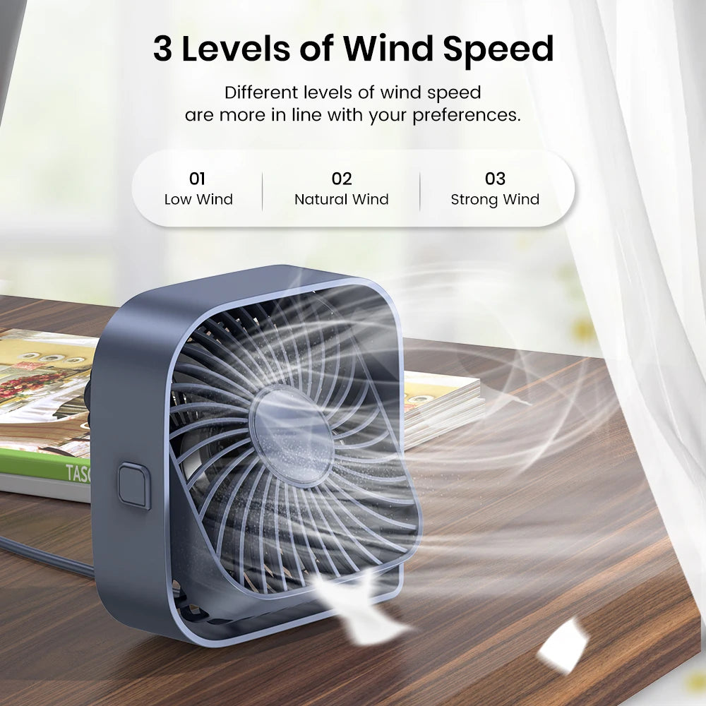 TOPK USB Desk Fan | 3-Speed Quiet Personal Cooling Fan for Home & Office