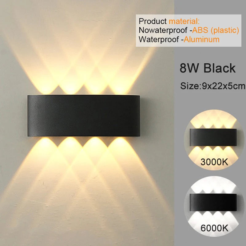 Modern LED Wall Sconce | Indoor & Outdoor Up-Down Wall Light for Living Room & Hallway