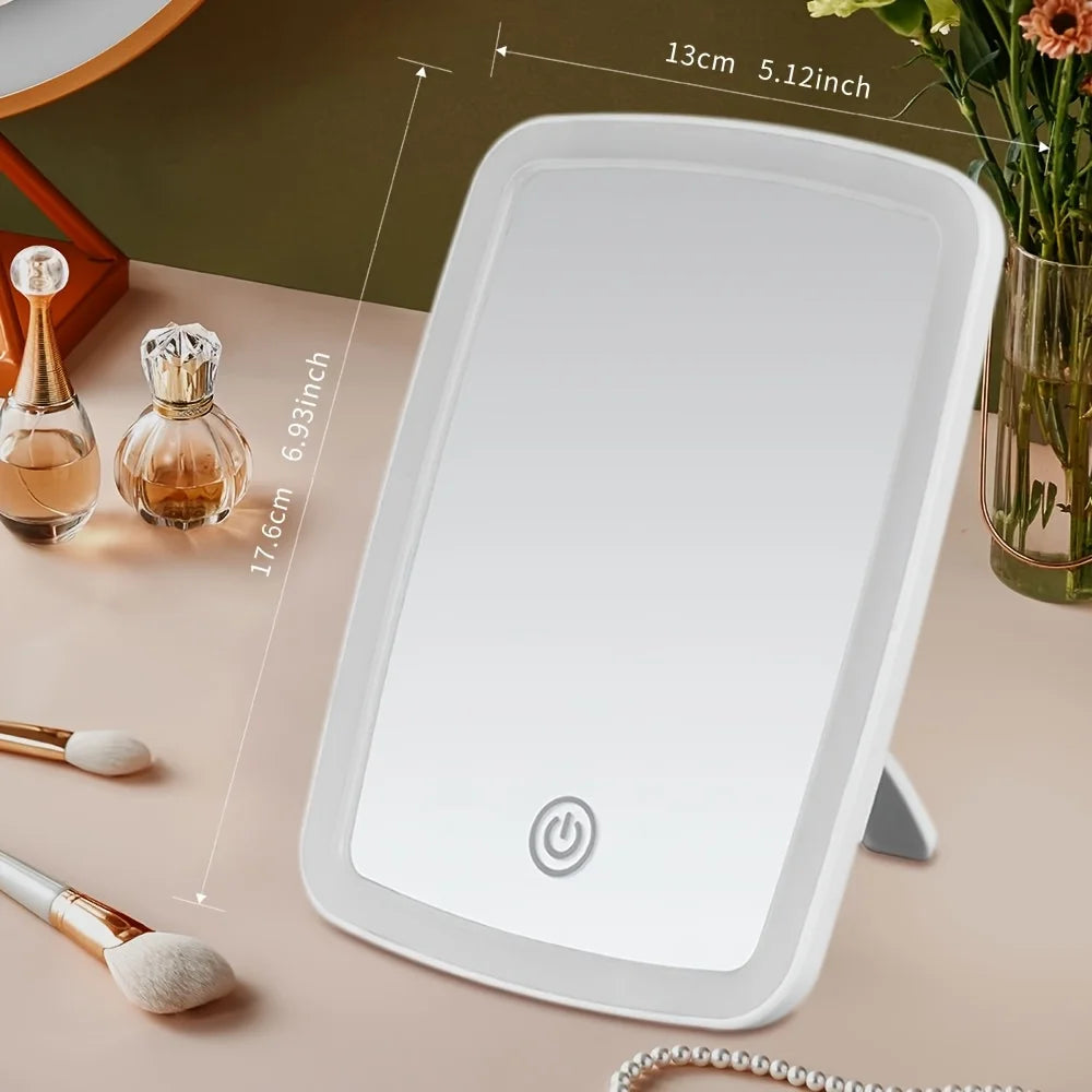 LED Vanity Mirror with Stand | Folding Compact Square Travel Makeup Mirror