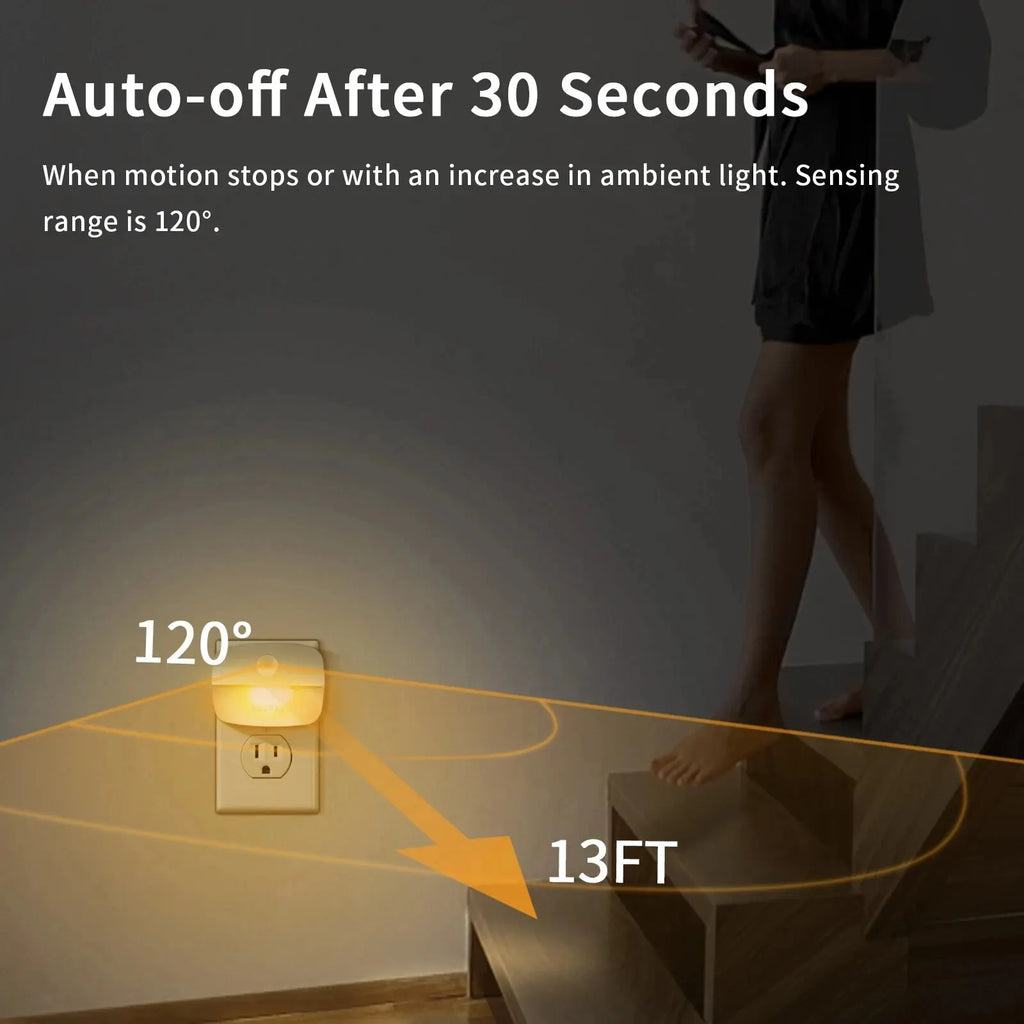 LED Plug-In Night Light | Motion Sensor Wall Socket Lamp for Kids & Bedroom