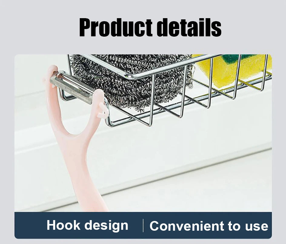 Kitchen Sink Organizer Rack | Sponge, Soap & Towel Drainer Shelf