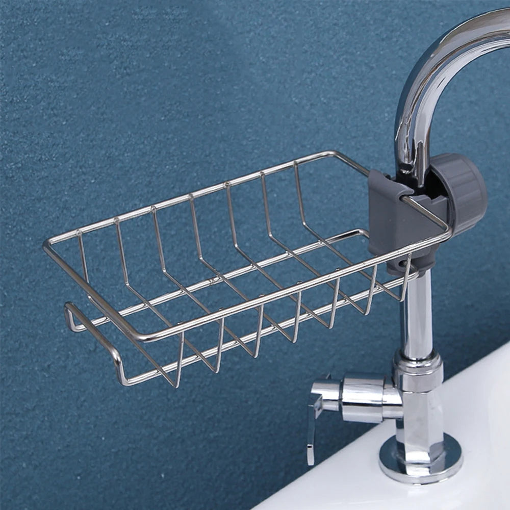 Kitchen Sink Organizer Rack | Sponge, Soap & Towel Drainer Shelf