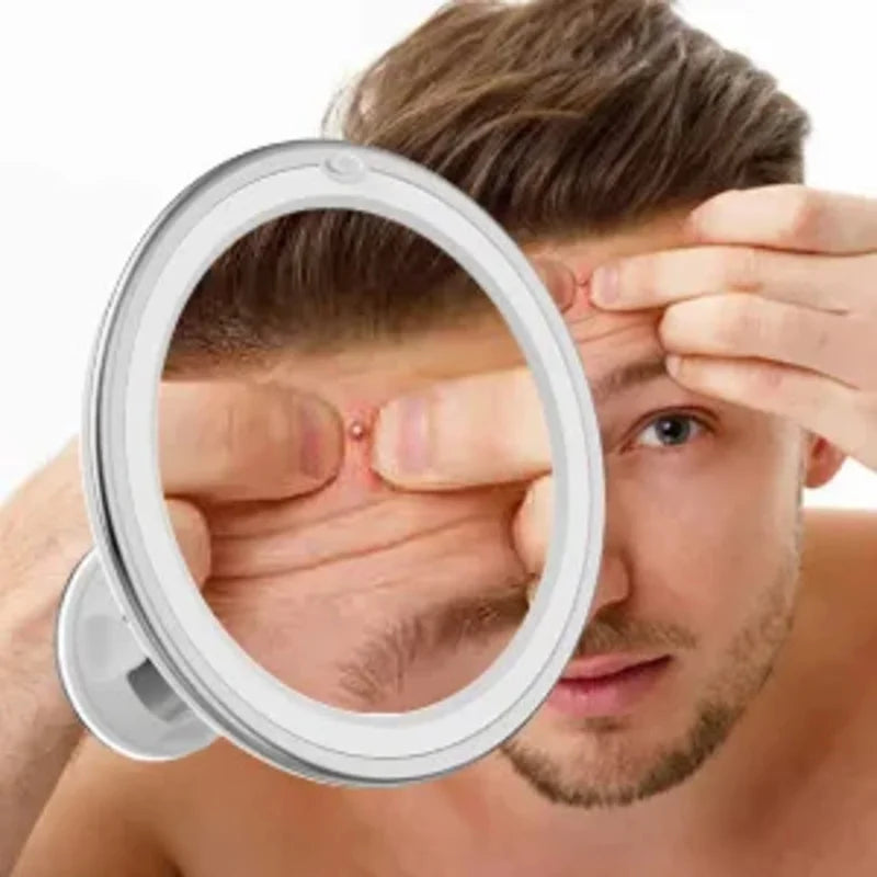 Round LED Makeup Mirror | 10X Magnifying Desktop Vanity Mirror with Light