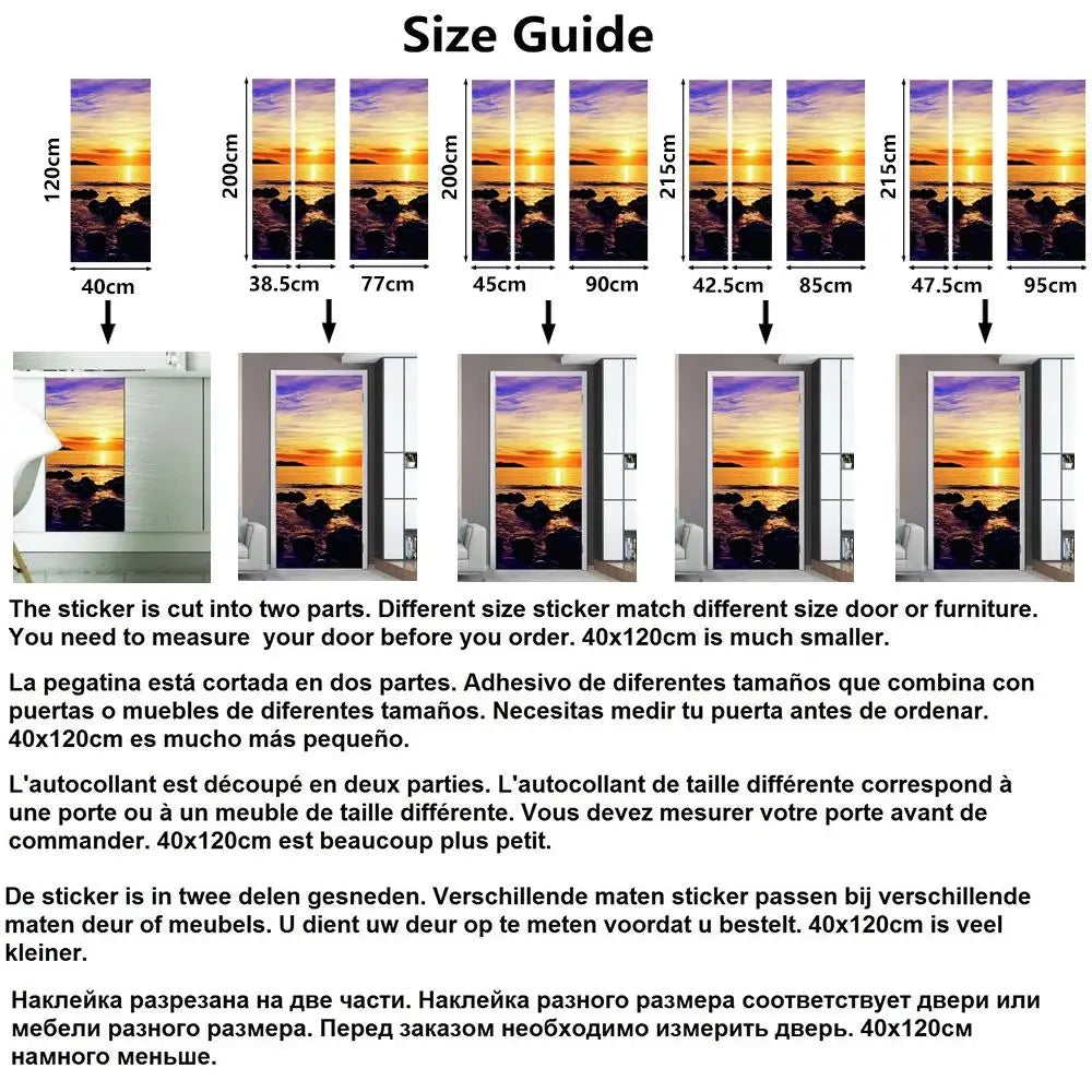 3D Wooden Pattern Door Sticker | Self-Adhesive PVC Vintage Oriental Full Door Wrap Mural