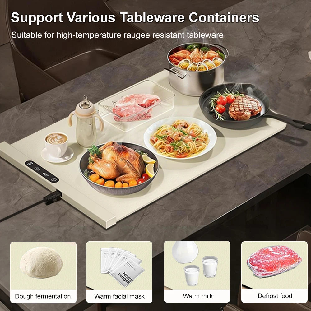 Electric Food Warmer Plate | 10s Fast Heating Foldable Dining Mat