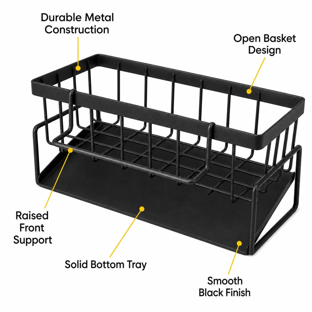 Kitchen Sink Organizer Rack | Sponge, Soap & Towel Drainer Shelf