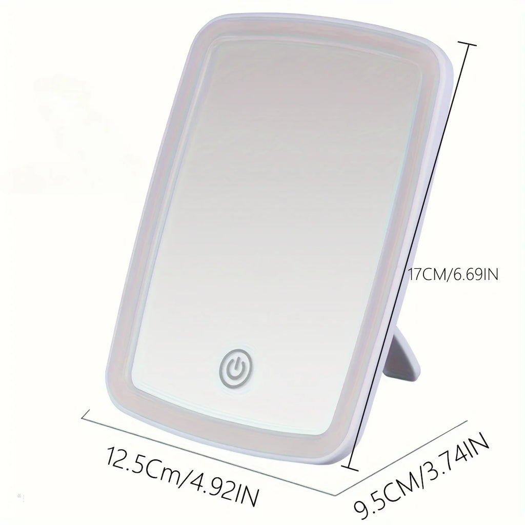 LED Makeup Mirror | Touch Sensor 3-Color Lighting, Folding Tabletop with USB Charging