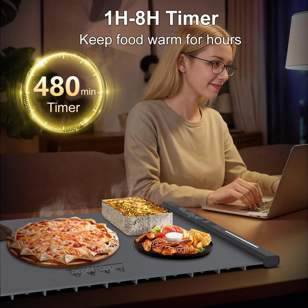 Silicone Electric Dining Warming Plate | Fast-Heat Food & Coffee Warmer Tray