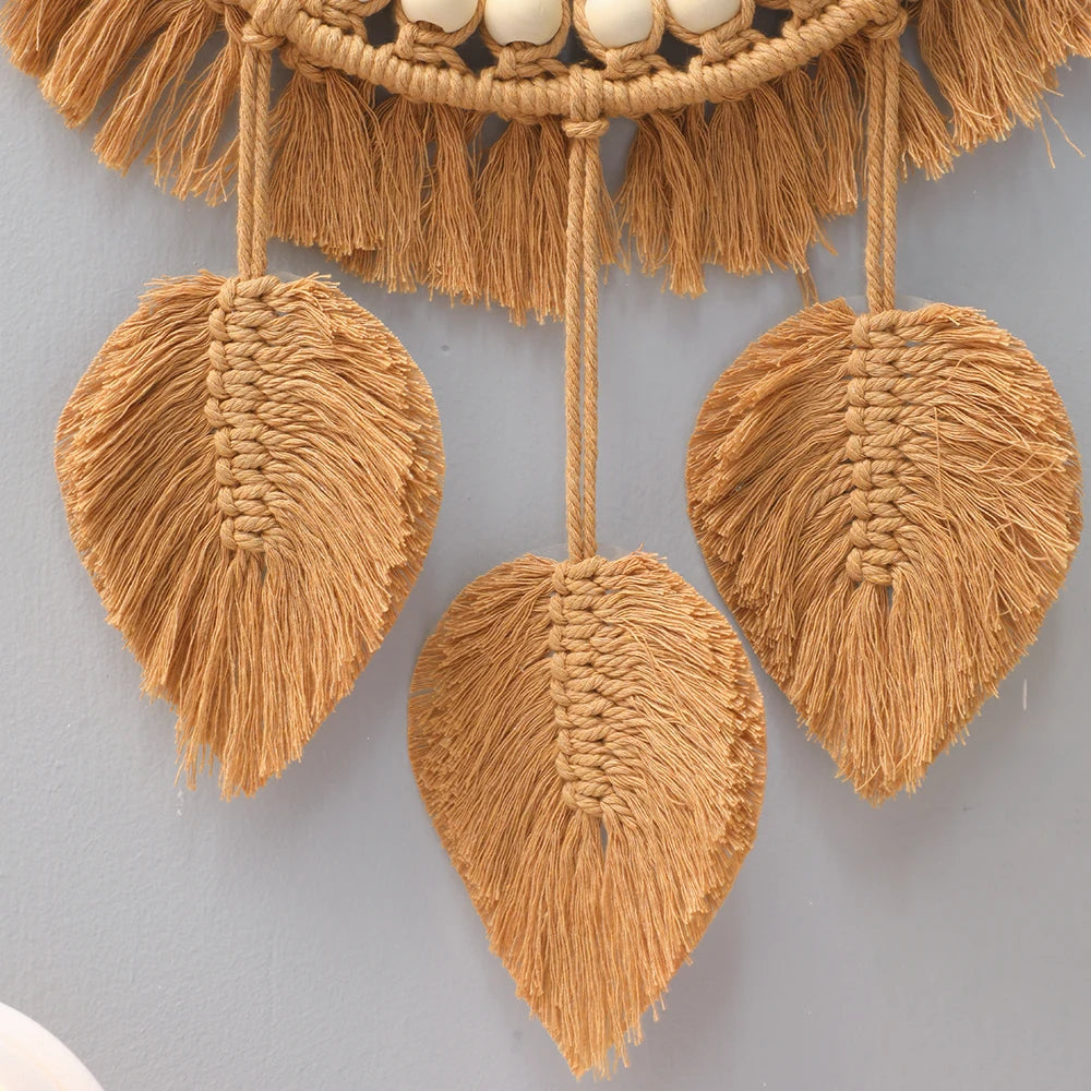 Bohemian Macrame Round Wall Mirror — Hand-Woven Cotton Cord