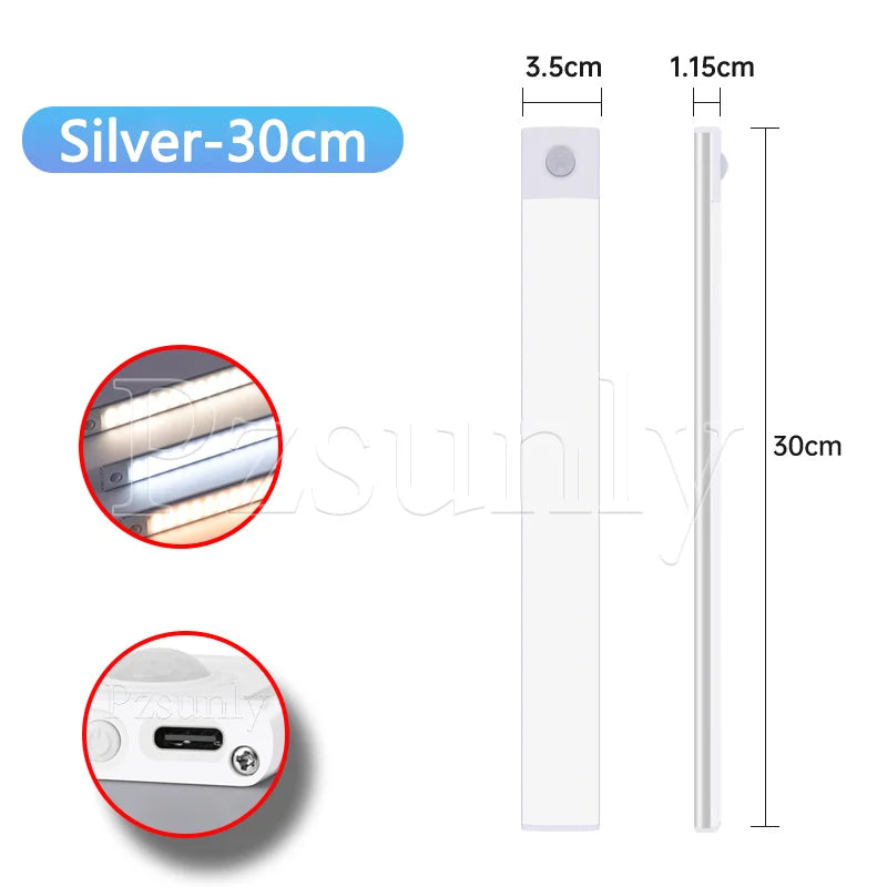 USB Rechargeable LED Cabinet Night Light | Motion Sensor Strip 30/40/50cm