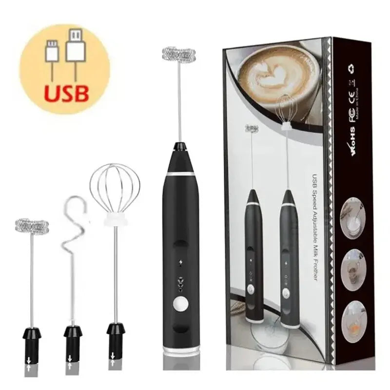 Portable Electric Milk Frother | USB Handheld Blender & Whisk