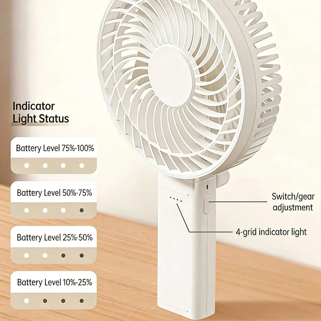 6-Inch Rechargeable Handheld Fan | 180° Foldable Portable Personal Fan