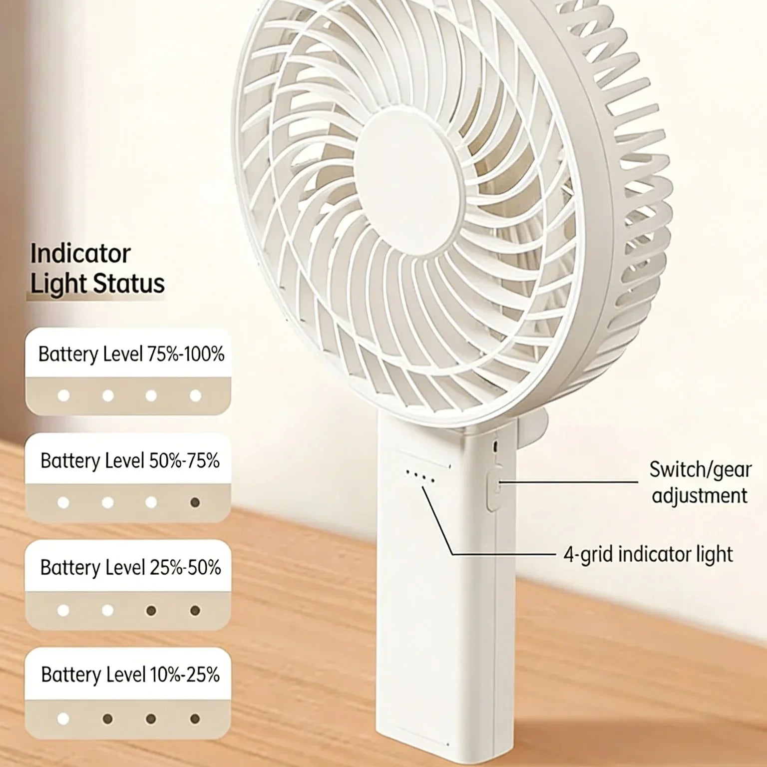 6-Inch Rechargeable Handheld Fan | 180° Foldable Portable Personal Fan