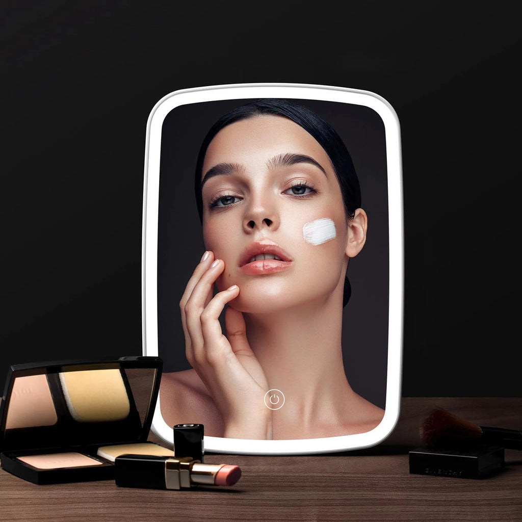 LED Vanity Mirror with Stand | Folding Compact Square Travel Makeup Mirror