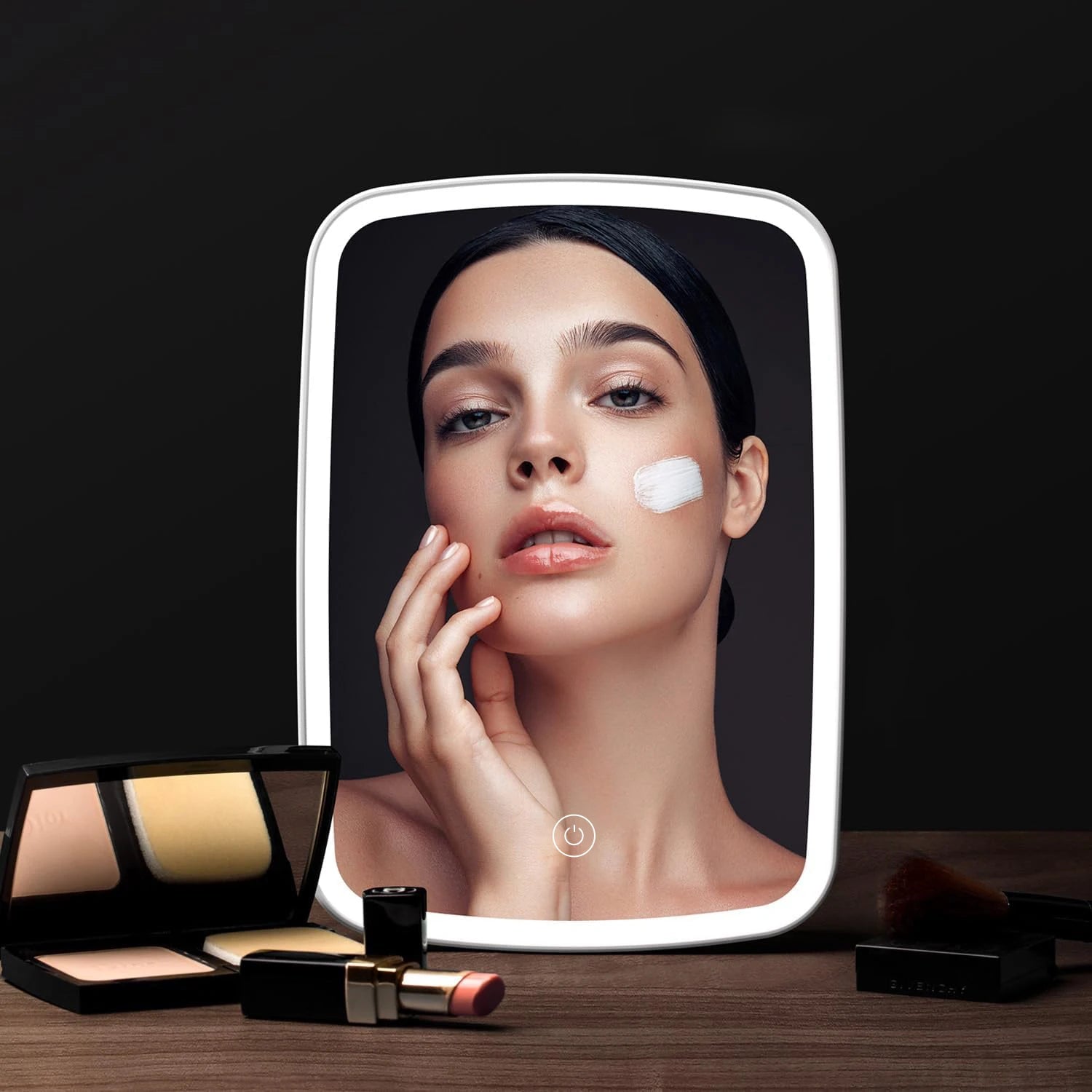 LED Vanity Mirror with Stand | Folding Compact Square Travel Makeup Mirror