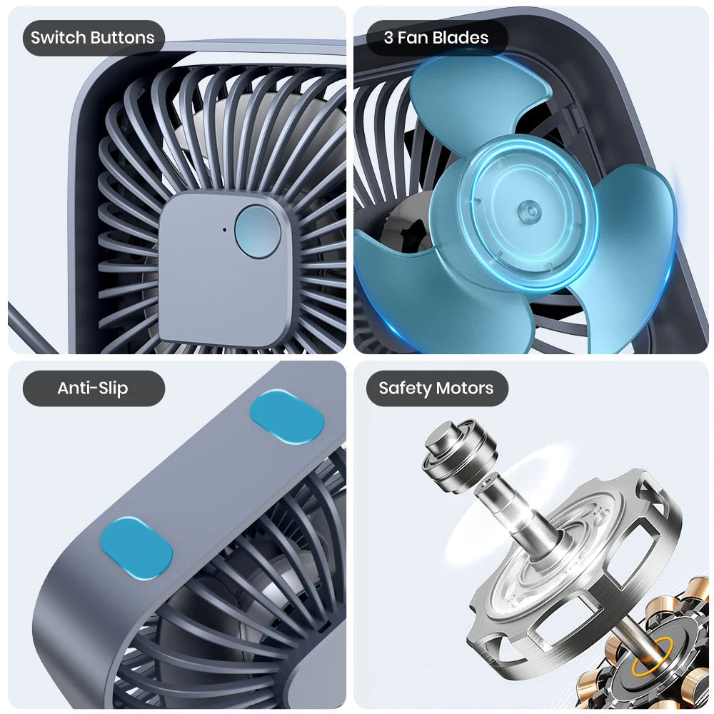 TOPK USB Desk Fan | 3-Speed Quiet Personal Cooling Fan for Home & Office