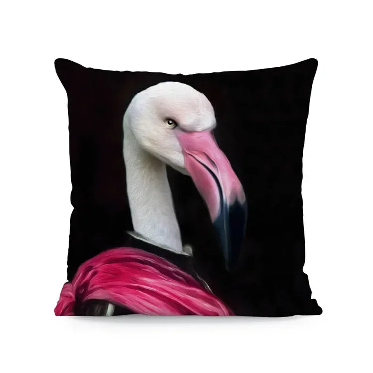Dog & Deer Elk Cushion Cover | Elegant Nature-Inspired Sofa Pillow
