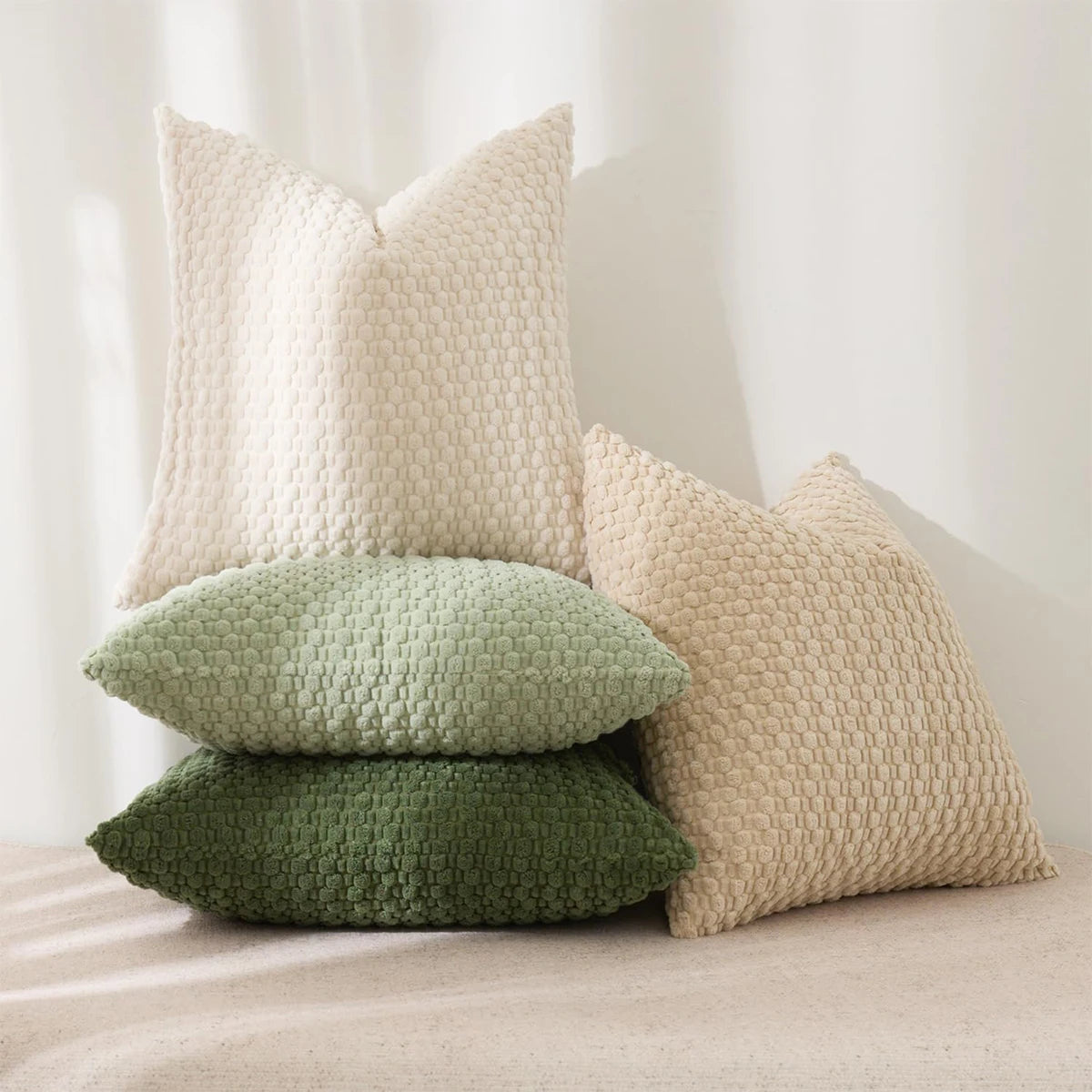 Boho Corduroy Cushion Cover | Neutral Farmhouse Stripe Sofa Pillow