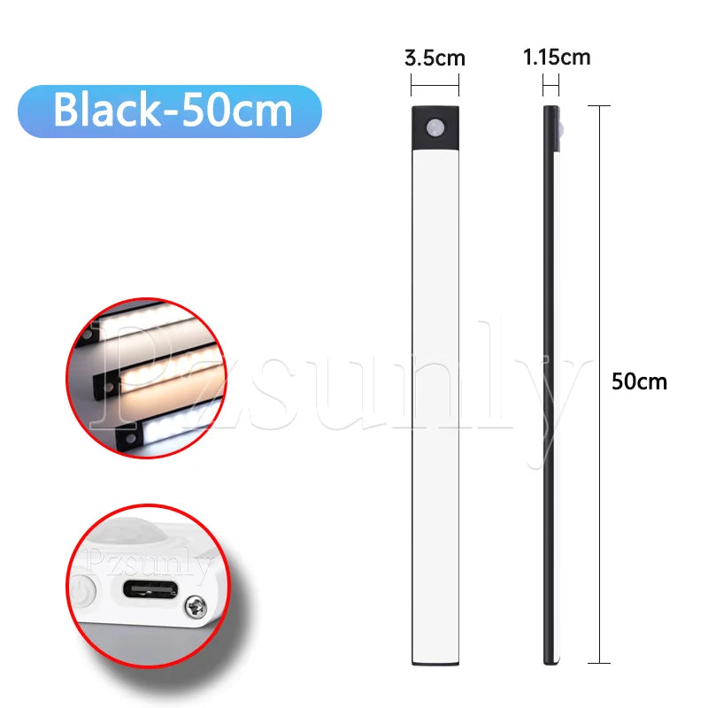USB Rechargeable LED Cabinet Night Light | Motion Sensor Strip 30/40/50cm