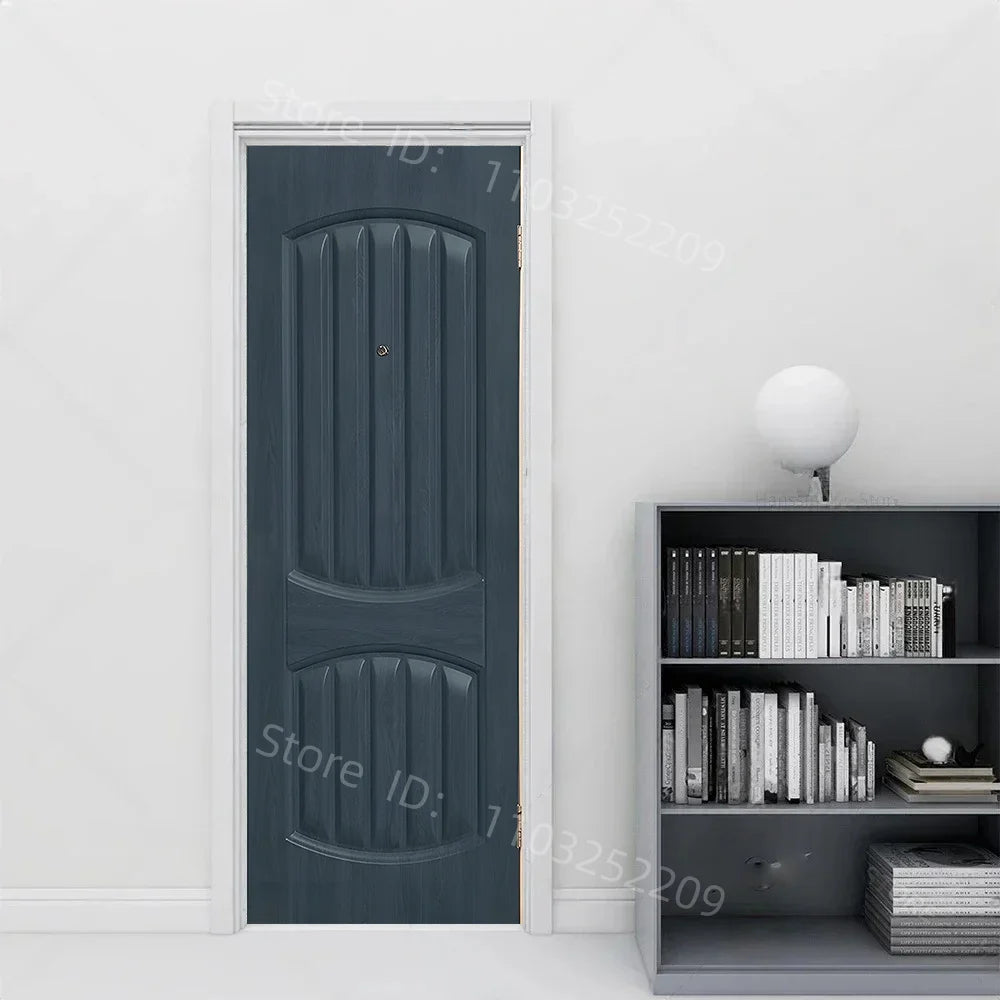 3D Wooden Pattern Door Sticker | Self-Adhesive PVC Vintage Oriental Full Door Wrap Mural