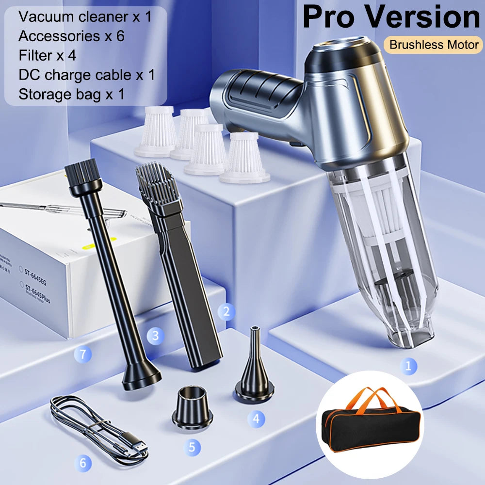 Wireless Car Vacuum Cleaner | 95000PA Strong Suction & High-Power Blower