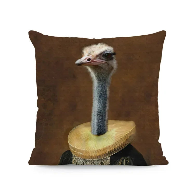 Dog & Deer Elk Cushion Cover | Elegant Nature-Inspired Sofa Pillow