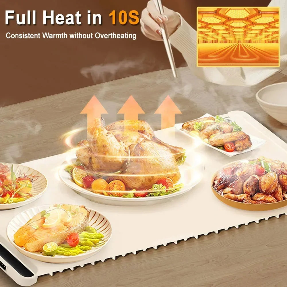 Silicone Electric Warming Tray | Portable 8-Setting Food Warmer for Parties