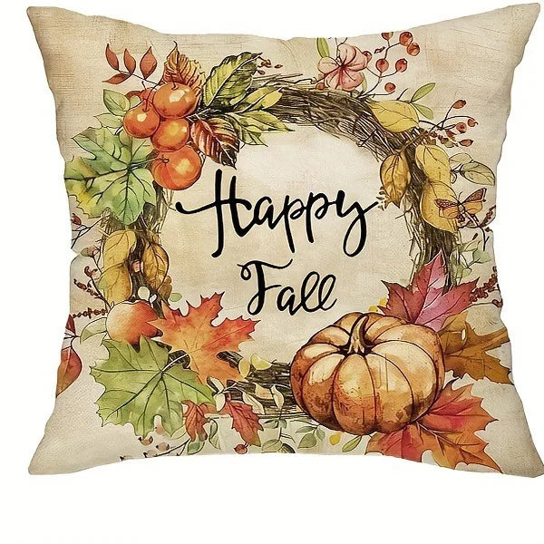 Autumn Squirrel & Pumpkin Cushion Cover | Seasonal Throw Pillow for Sofa