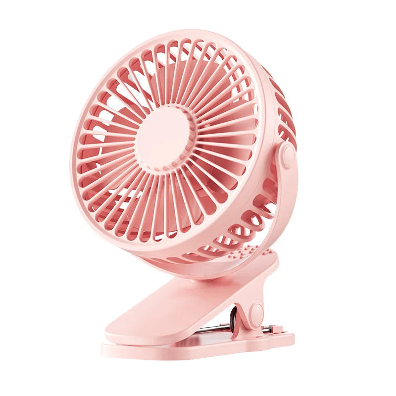 USB Clip-On Fan — 3-Speed Silent Cooling for Strollers, Desks & Outdoors
