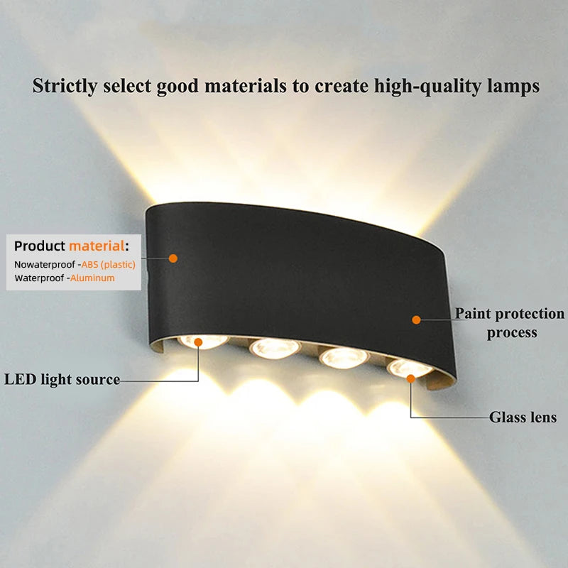 Modern LED Wall Sconce | Indoor & Outdoor Up-Down Wall Light for Living Room & Hallway