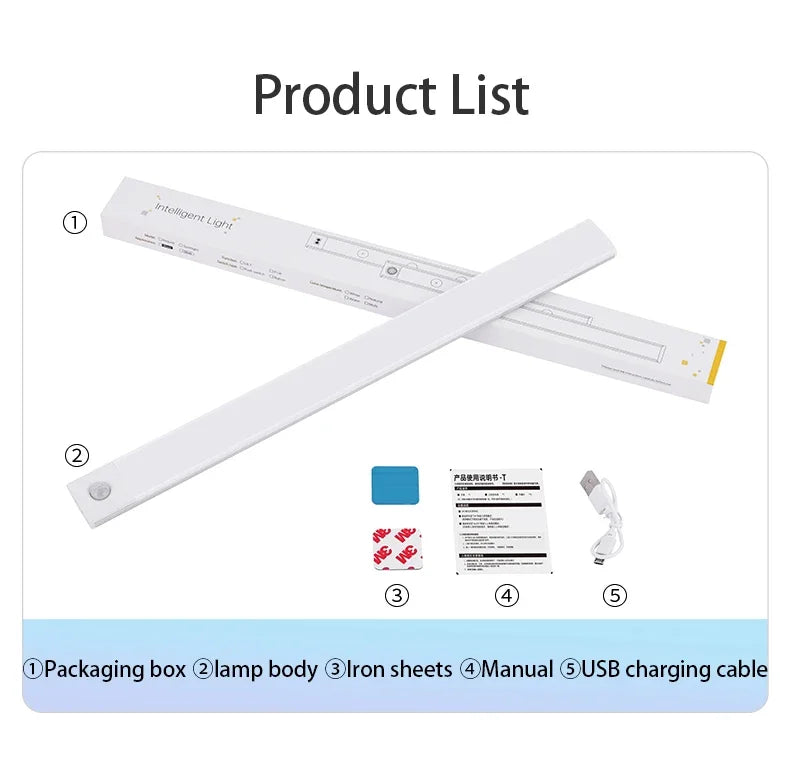 USB Rechargeable LED Cabinet Night Light | Motion Sensor Strip 30/40/50cm