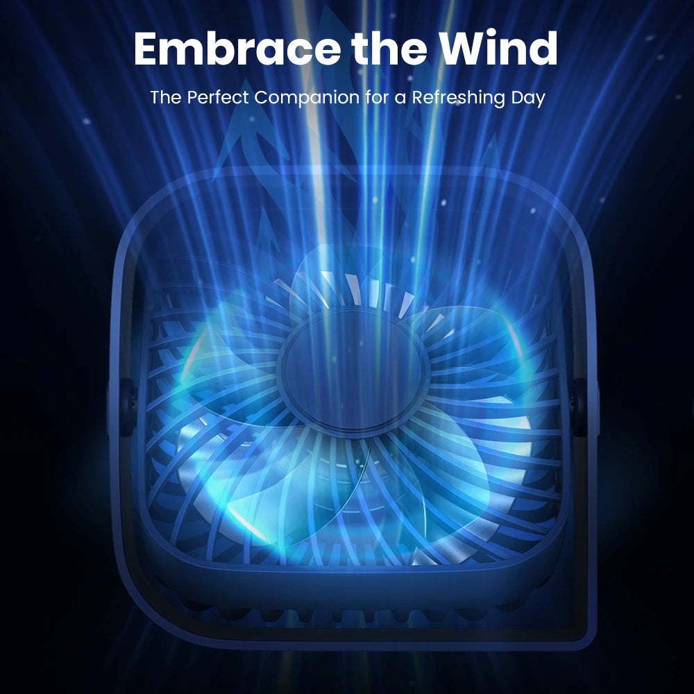 TOPK Mini Portable Fan | 360° Rotatable 3-Speed USB Desk Fan