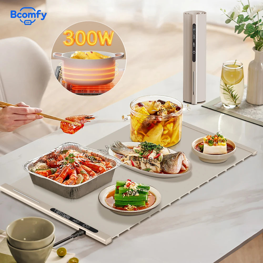 Electric Warming Tray | Foldable Smart Food Warmer Mat with 5 Temperature Settings