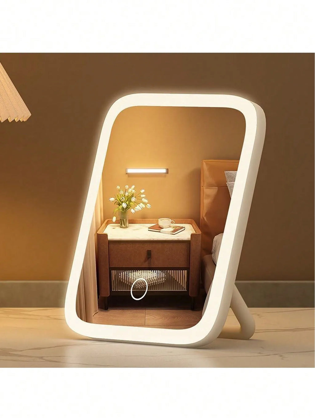 360° Rotatable LED Vanity Mirror | 3-Color Touch Control USB Tabletop Mirror