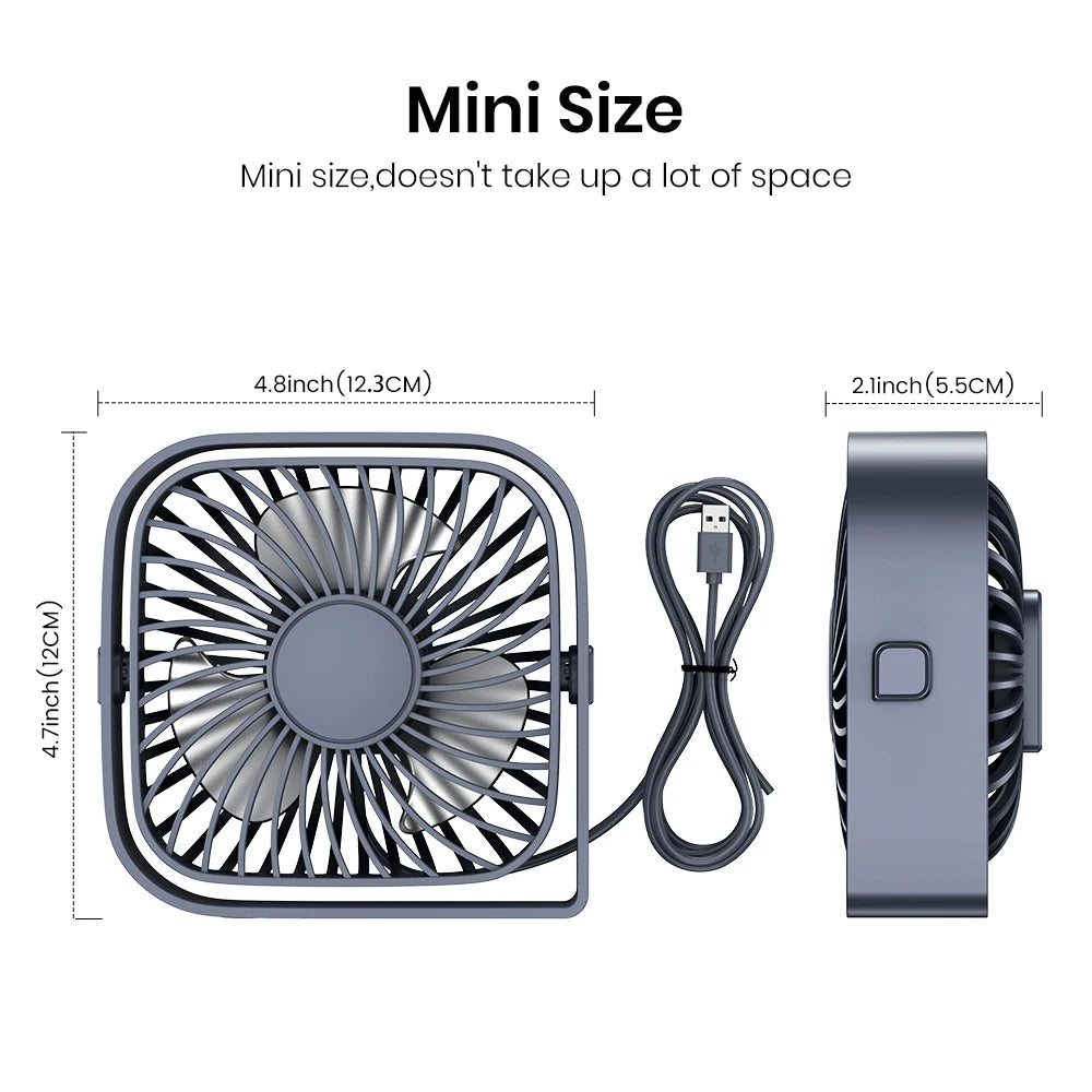 TOPK USB Desk Fan | 3-Speed Quiet Personal Cooling Fan for Home & Office