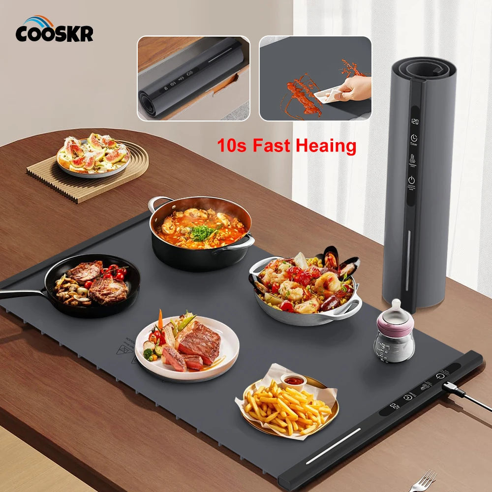 Silicone Electric Dining Warming Plate | Fast-Heat Food & Coffee Warmer Tray