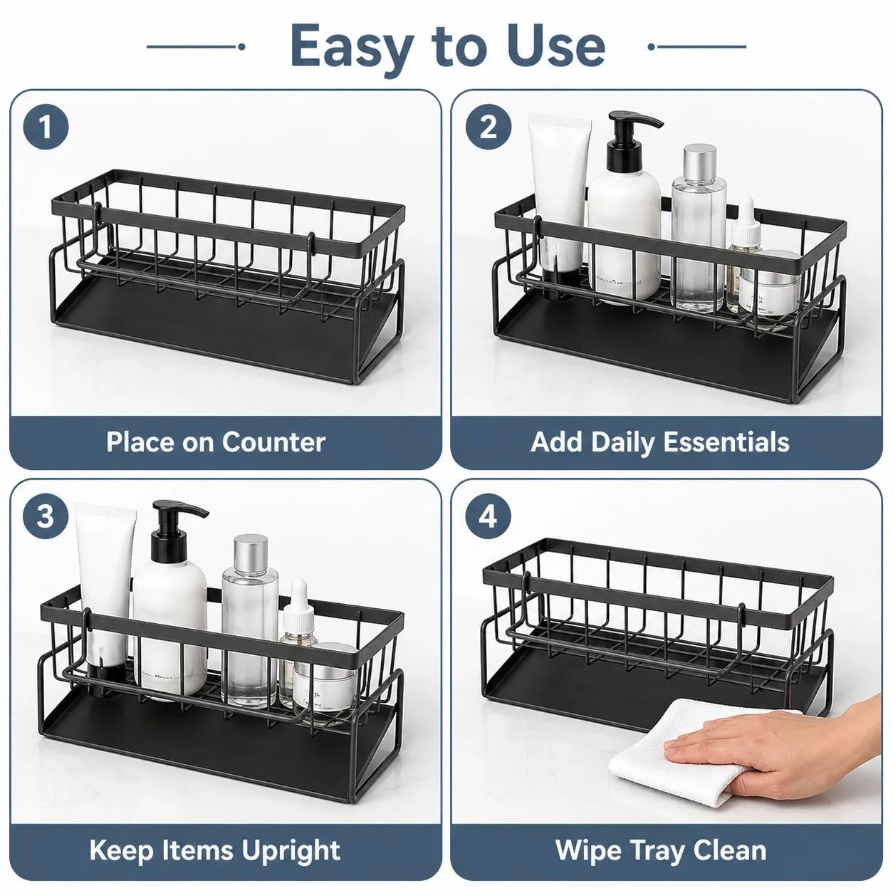 Kitchen Sink Organizer Rack | Sponge, Soap & Towel Drainer Shelf