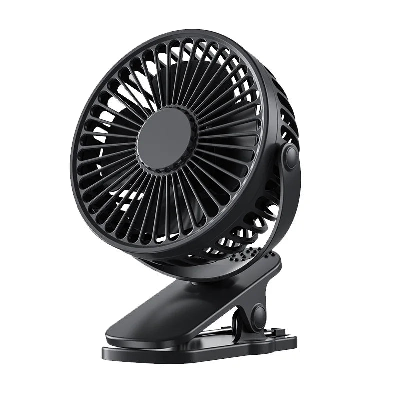 USB Clip-On Fan — 3-Speed Silent Cooling for Strollers, Desks & Outdoors