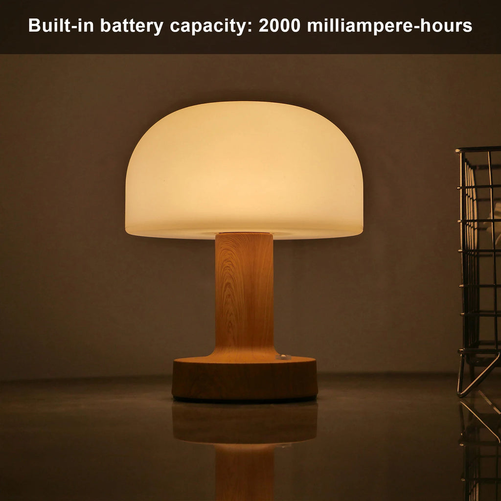 Mushroom LED Table Lamp — Retro Touch Control, 3-Colour Dimmable
