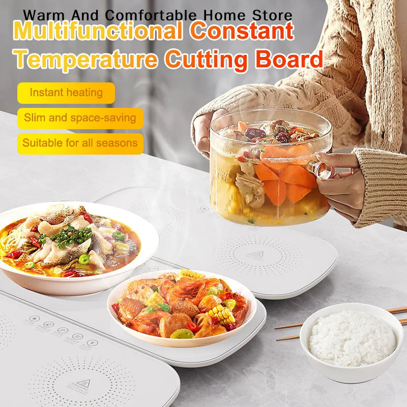Foldable Electric Heating Plate | Silicone Food & Coffee Warmer for Dining Table