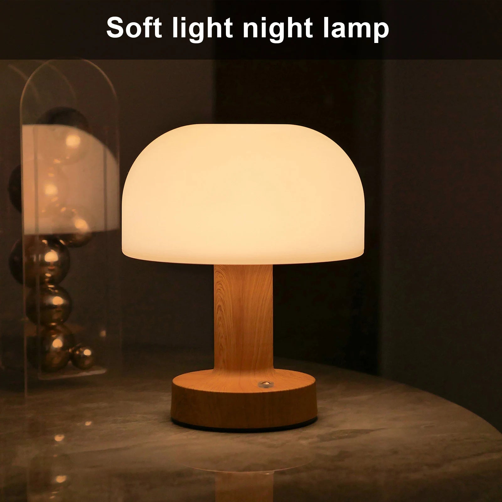 Mushroom LED Table Lamp — Retro Touch Control, 3-Colour Dimmable