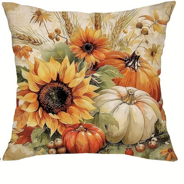 Autumn Squirrel & Pumpkin Cushion Cover | Seasonal Throw Pillow for Sofa