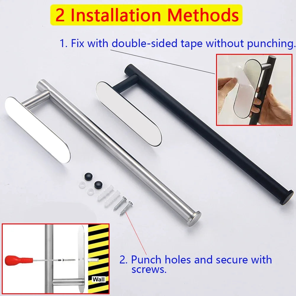 Adhesive Paper Towel Holder | Wall-Mount Tissue & Napkin Rack for Kitchen & Bathroom
