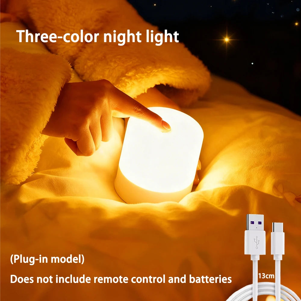 LED Night Light — Dimmable, Rechargeable or Plug-In with Optional Remote