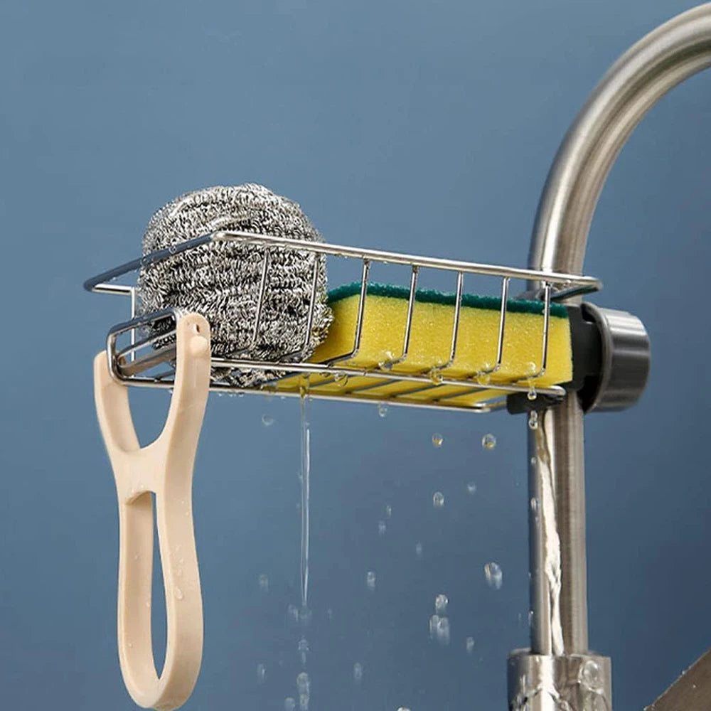 Kitchen Sink Organizer Rack | Sponge, Soap & Towel Drainer Shelf