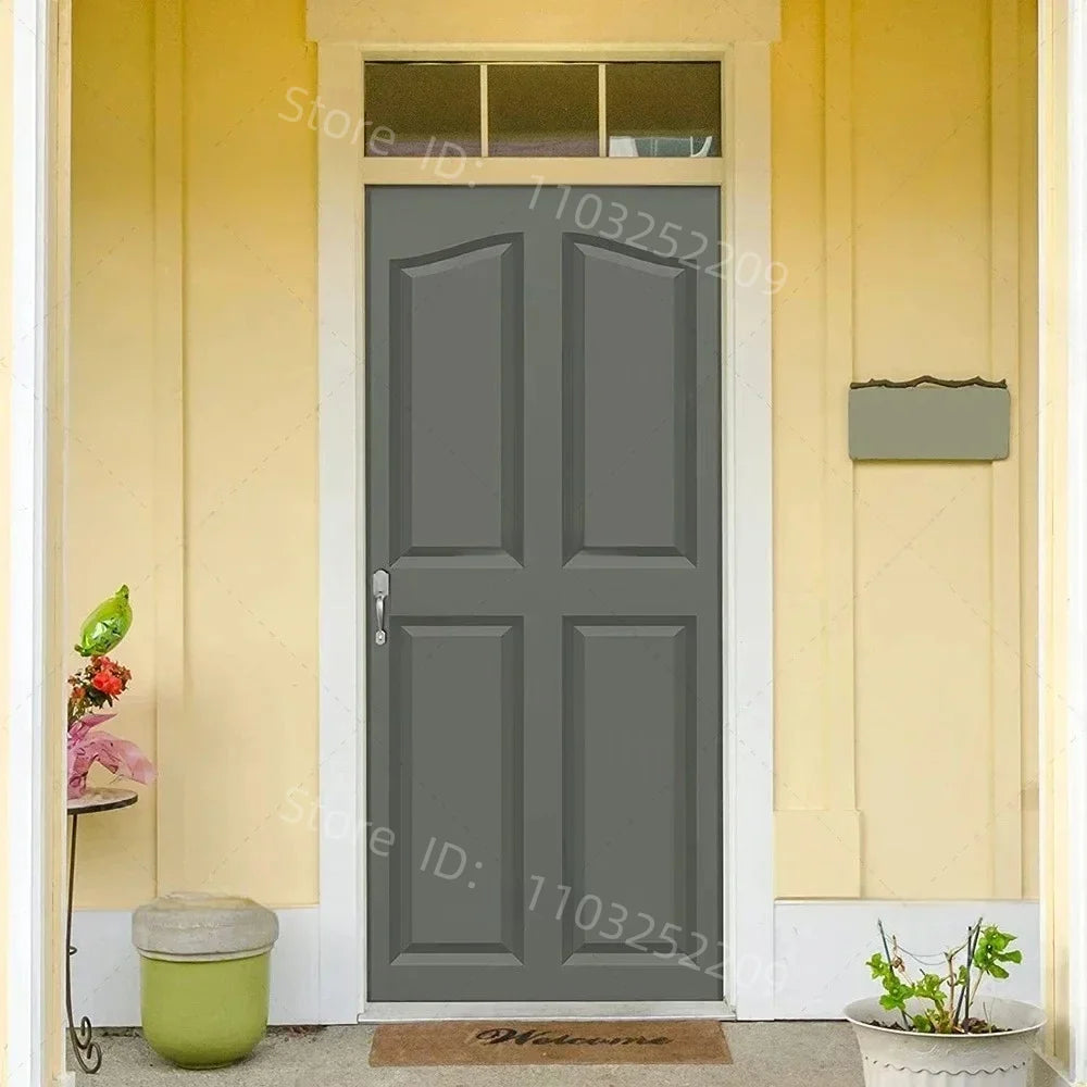 3D Wooden Pattern Door Sticker | Self-Adhesive PVC Vintage Oriental Full Door Wrap Mural